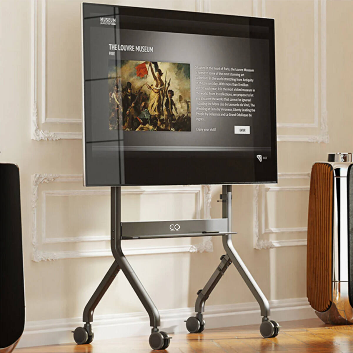 Enhancing Quality TEX Motorized Floor Stand, 75"-90" Support, Up to 250mm Height Adjustment, Up to 68.2kg Max Load Capacity, 200 x 200mm to 900 x 600mm VESA Compatible | EQ-TEX-75-90