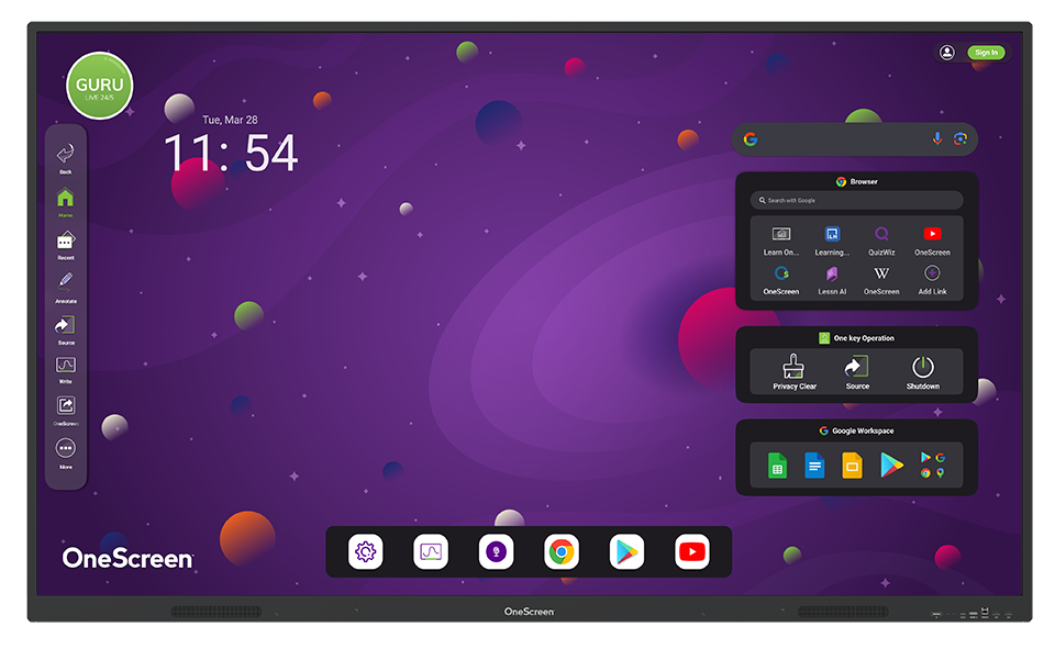 OneScreen Core 4K interactive touchscreen display